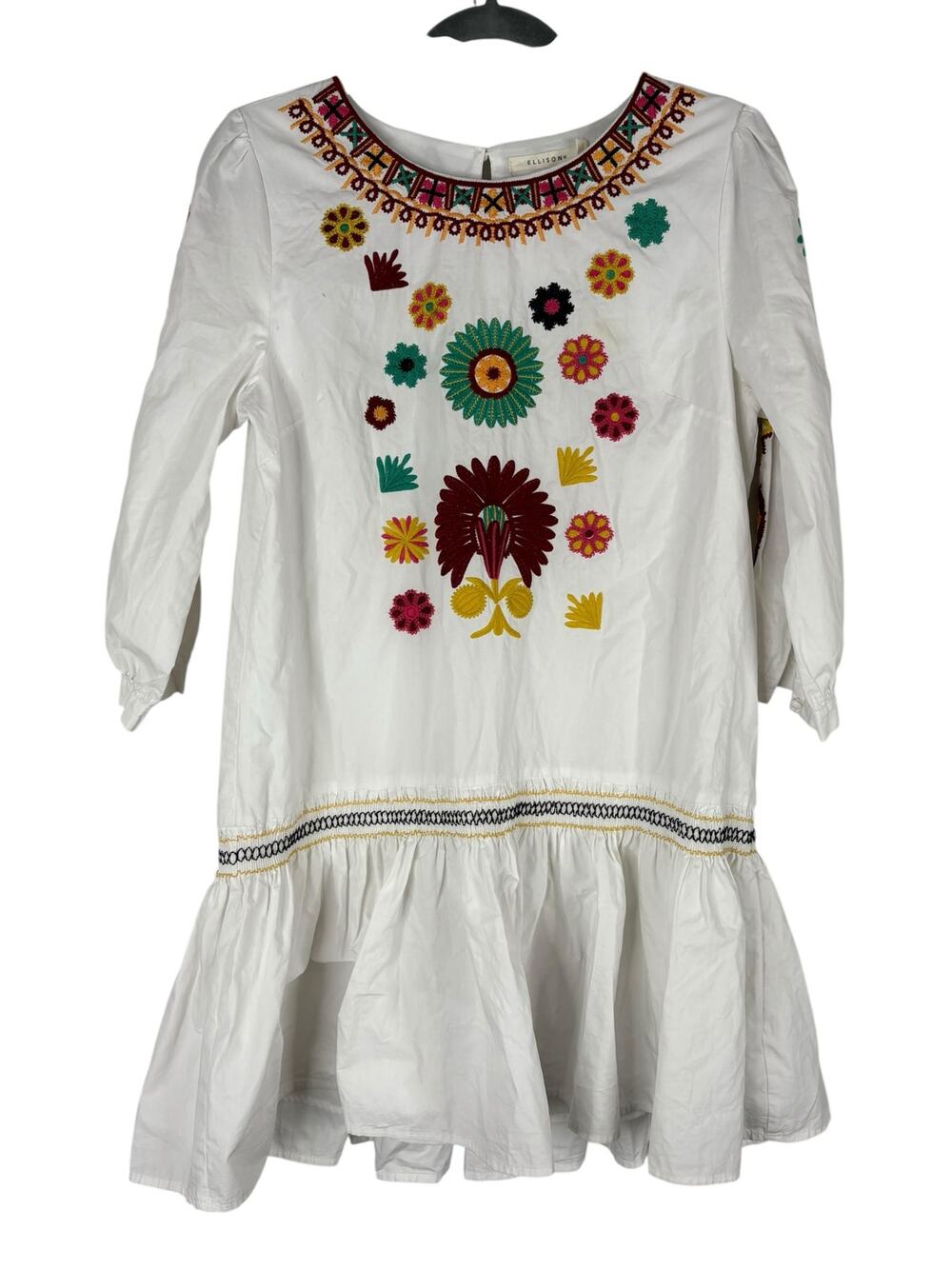 Ellison Sweet Sweden Floral Embroidered Dress Garden Party Summer Boho Prairie M